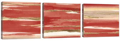 Gilded Red Triptych Canvas Art Print