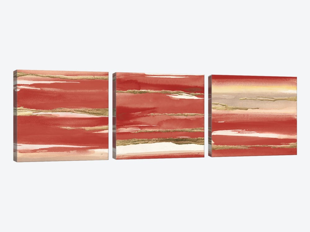 Gilded Red Triptych 3-piece Canvas Print