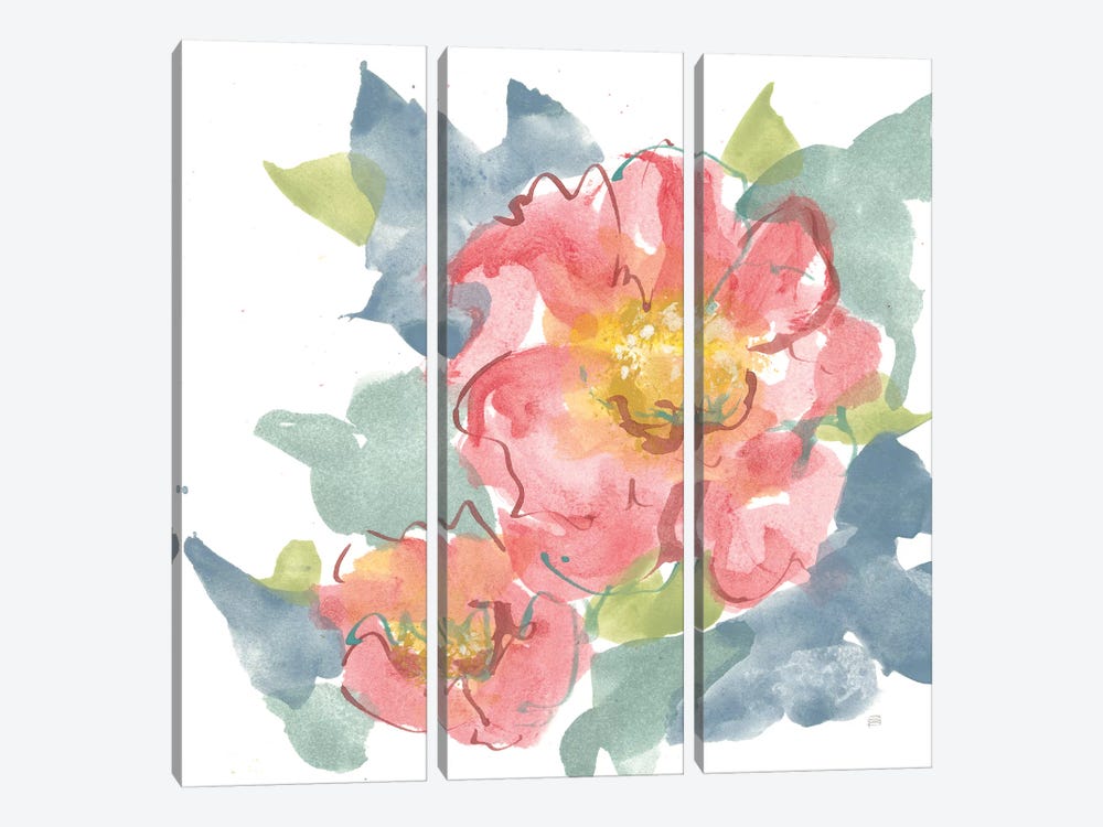 Peony in the Pink II on White by Chris Paschke 3-piece Canvas Art Print