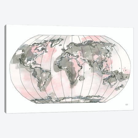 World Map Blush v2 Canvas Print #CPA89} by Chris Paschke Canvas Print