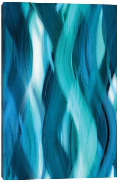 Aqua Flow Canvas Art Print - Linear Abstract Art