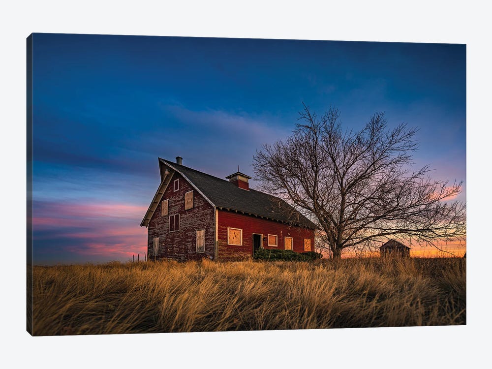 Sunset At The Old Red Barn by Christopher Thomas 1-piece Canvas Print