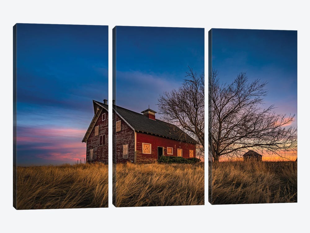Sunset At The Old Red Barn by Christopher Thomas 3-piece Art Print