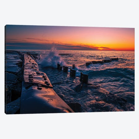 Sunset On The Shores Of Lake Michigan Canvas Print #CPH132} by Christopher Thomas Canvas Artwork