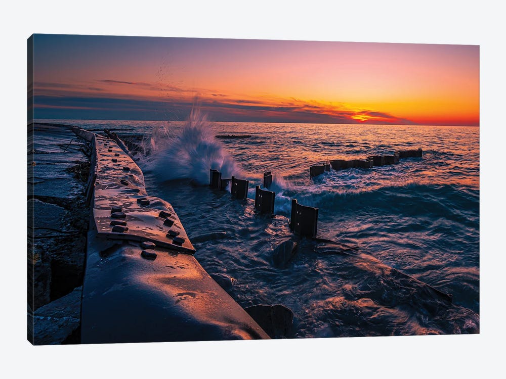 Sunset On The Shores Of Lake Michigan by Christopher Thomas 1-piece Canvas Artwork