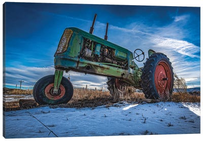 Vintage Oliver Tractor In Winter Canvas Art Print - Christopher Thomas