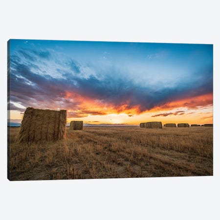 Big Bale Sunset Canvas Print #CPH23} by Christopher Thomas Canvas Wall Art