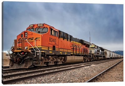 BNSF Engines At Rest Canvas Art Print - Train Art