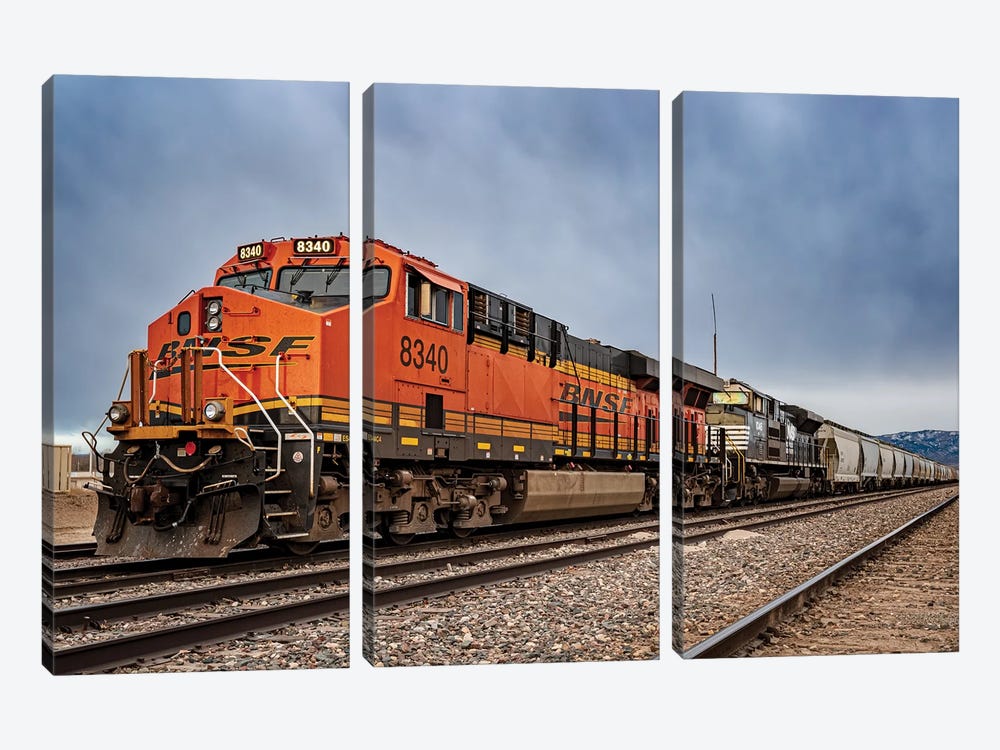 BNSF Engines At Rest by Christopher Thomas 3-piece Canvas Wall Art