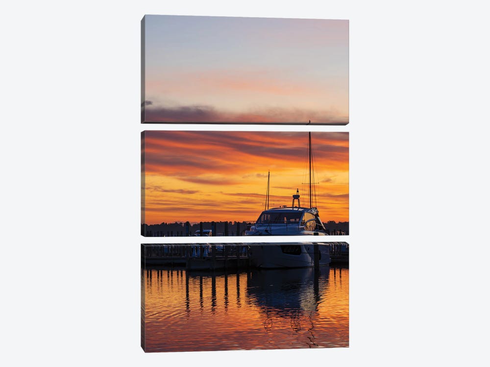 Daybreak At Clinch Marina by Christopher Thomas 3-piece Canvas Print