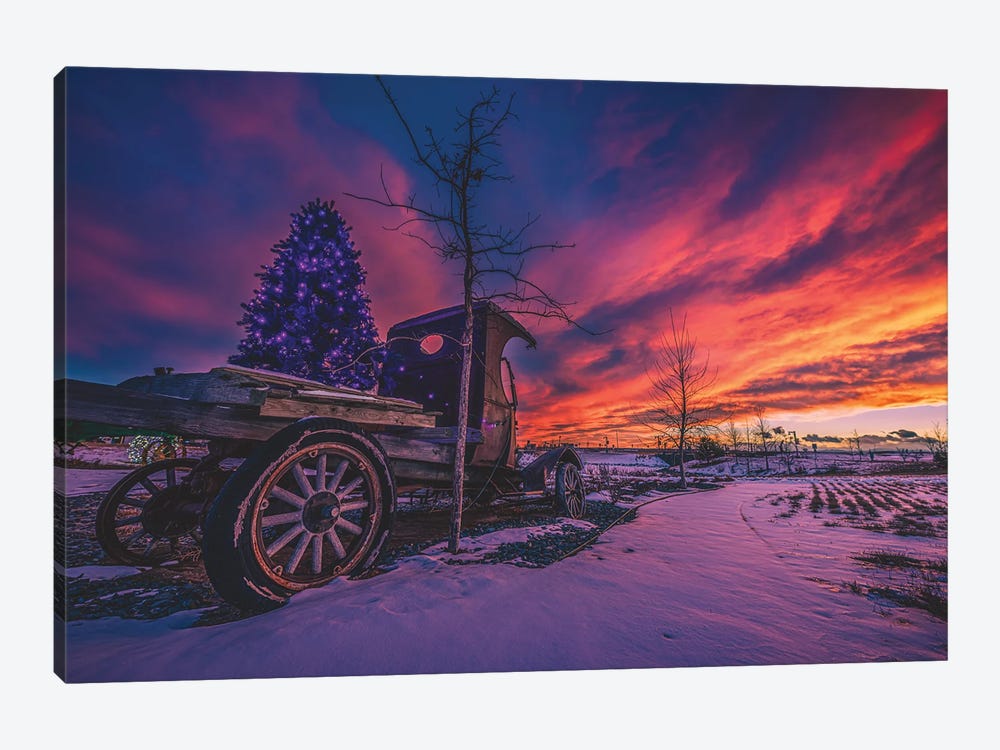 Festive Ford Truck Sunset by Christopher Thomas 1-piece Canvas Artwork