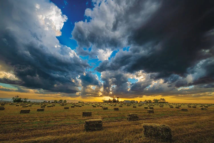 Hay Harvest Sunset