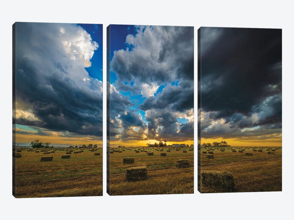 Hay Harvest Sunset by Christopher Thomas 3-piece Canvas Art Print