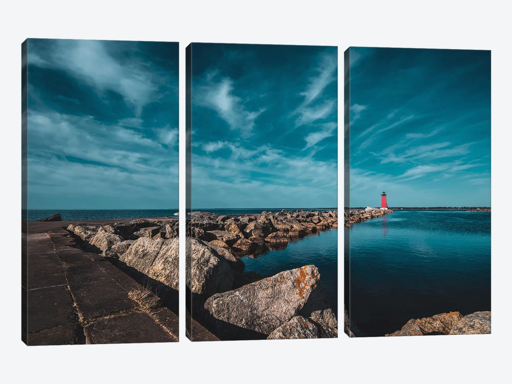 Manistique East Breakwater Light by Christopher Thomas 3-piece Canvas Art Print