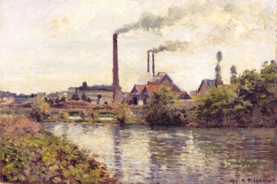 The Factory At Pontoise by Camille Pissarro canvas print