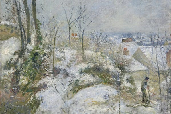 Camille Pissarro: The Rabbit-Warren, Côte Saint-Denis At Pontoise, Effect Of Snow by Camille Pissarro
