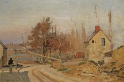 The Road To Osny At Pontoise, Hoar Frost, 1873 by Camille Pissarro canvas print