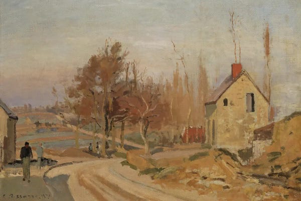 Camille Pissarro: The Road To Osny At Pontoise, Hoar Frost, 1873 by Camille Pissarro