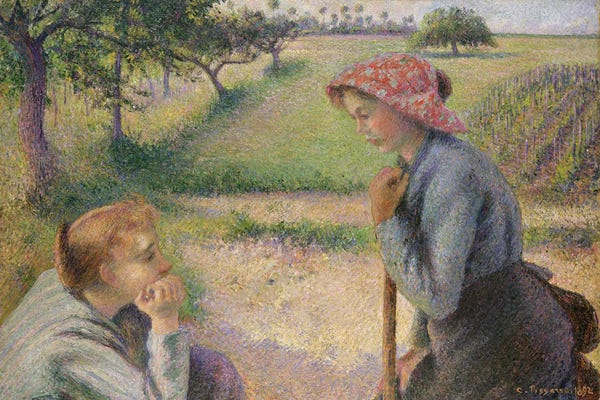Camille Pissarro: Two Young Peasant Women by Camille Pissarro
