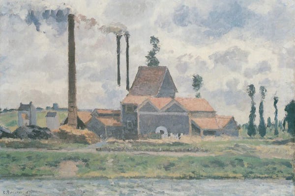 Camille Pissarro: Factory Near Pontoise - 1873 by Camille Pissarro