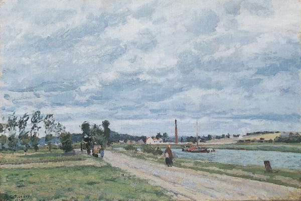 Camille Pissarro: Banks Of The Oise, Pontoise - 1873 by Camille Pissarro