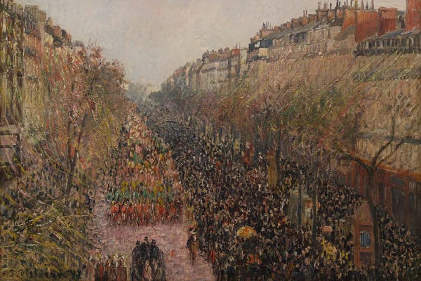 Camille Pissarro: Boulevard Montmartre, Mardi Gras (1897) by Camille Pissarro