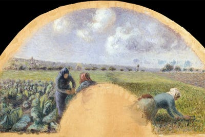 Fan Mount, The Cabbage Gatherers by Camille Pissarro canvas print