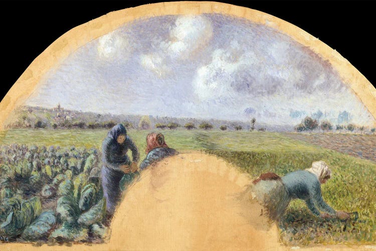 St. Patrick's Day: Fan Mount, The Cabbage Gatherers by Camille Pissarro