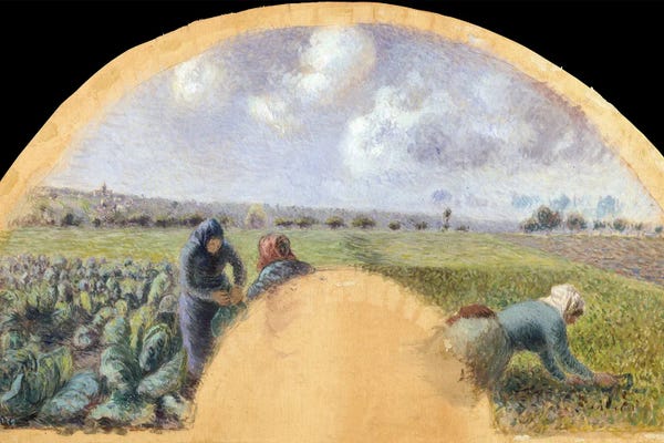 Camille Pissarro: Fan Mount, The Cabbage Gatherers by Camille Pissarro