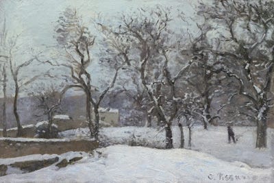 Camille Pissarro - Acrylic Wall Art: Grounds Of The Château Du Pont Under Snow, Louveciennes by Camille Pissarro