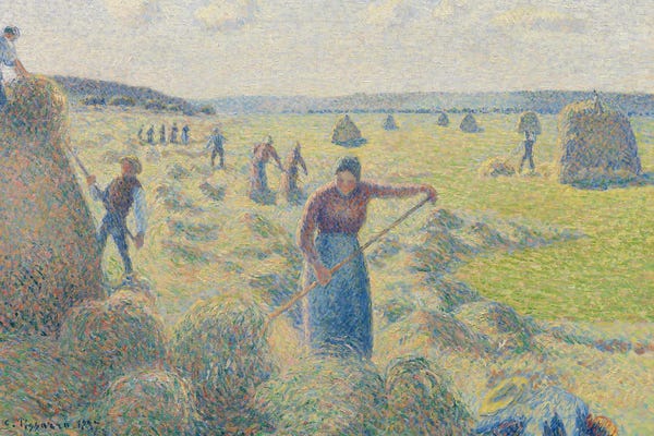 Camille Pissarro: Het Hooien, Éragny by Camille Pissarro