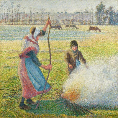 Hoarfrost, Peasant Girl Making A Fire By Camille Pissarro by Camille Pissarro canvas print