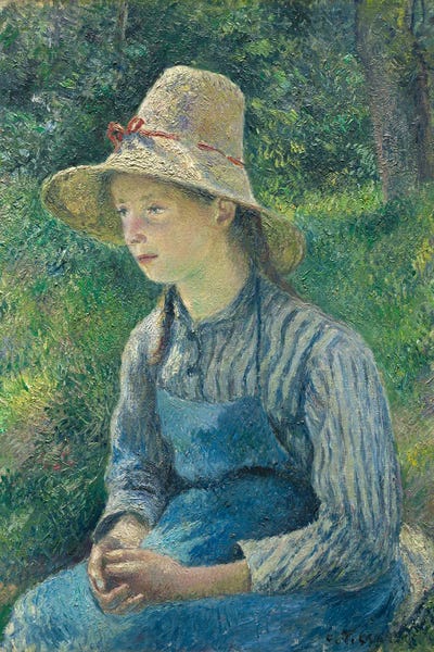 Young Peasant Girl In A Straw Hat 1881 by Camille Pissarro canvas print