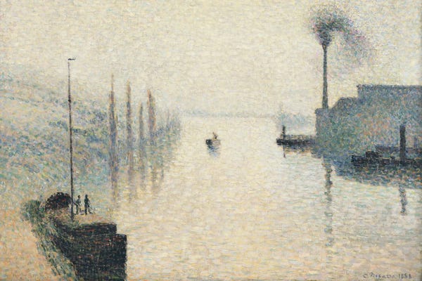 Camille Pissarro: L'Île Lacroix, Rouen (The Effect Of Fog) by Camille Pissarro