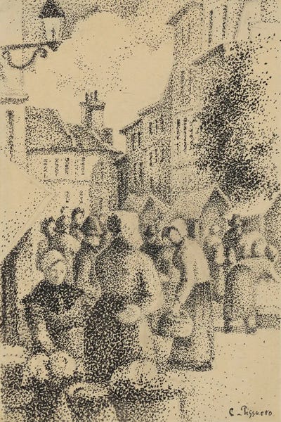 Camille Pissarro: Marketplace In Pontoise by Camille Pissarro