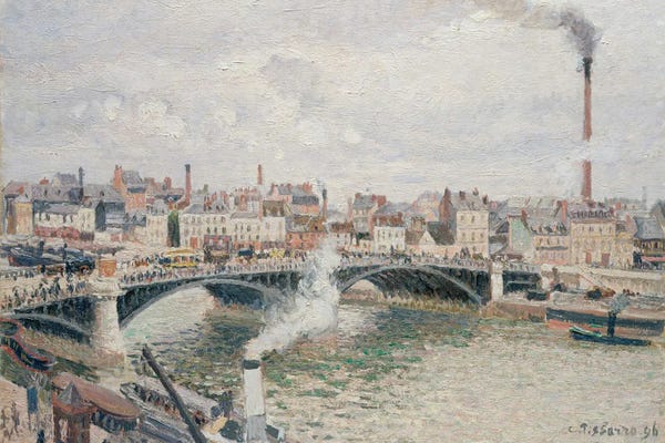 Camille Pissarro: Morning, An Overcast Day, Rouen by Camille Pissarro