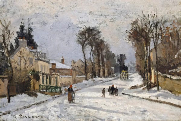Camille Pissarro: Road To Versailles At Louveciennes 1869 by Camille Pissarro