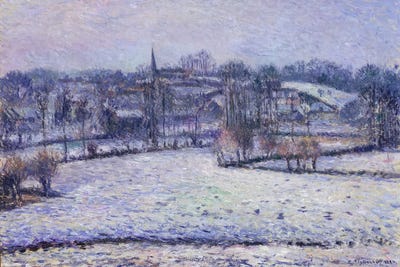 Camille Pissarro - Acrylic Wall Art: Snow Scene At Éragny (1884) by Camille Pissarro