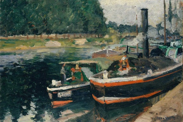 Camille Pissarro: Barges At Pontoise by Camille Pissarro