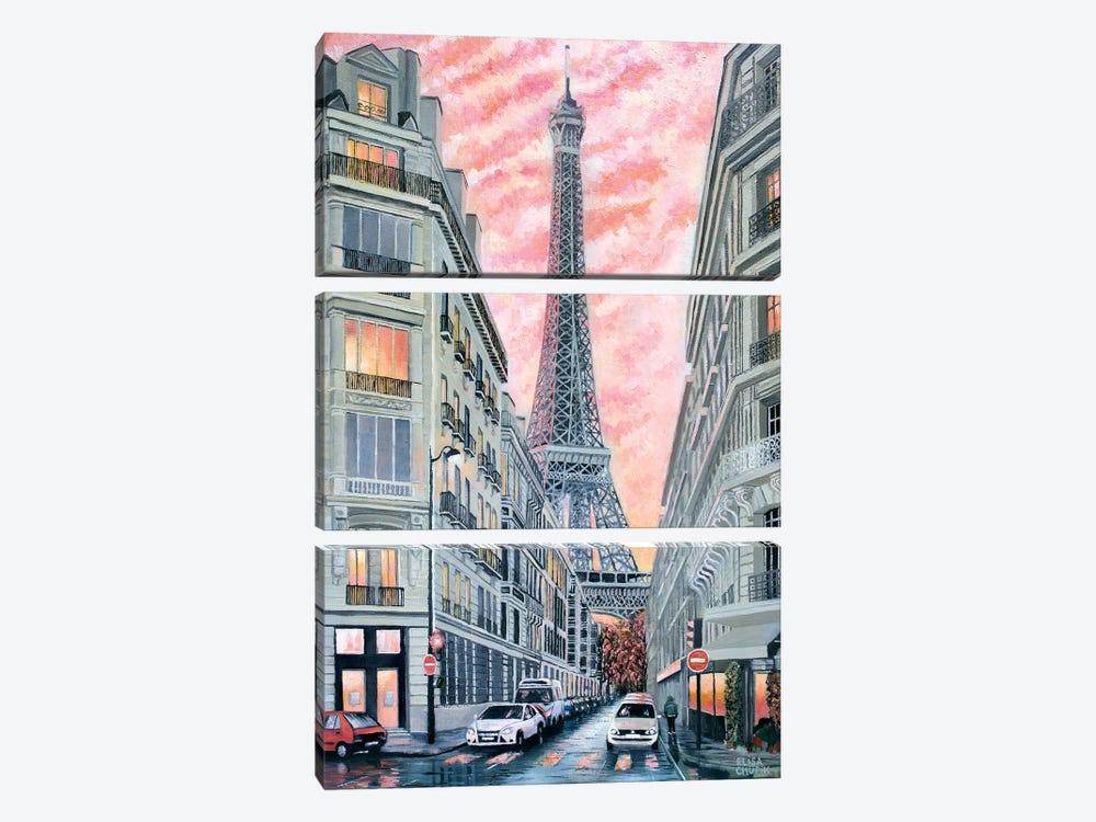 Sunset In Paris After Rain by Elisa Chupik 3-piece Canvas Artwork