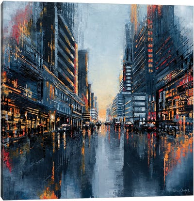 Blue Dynamic City Canvas Art Print - Elisa Chupik