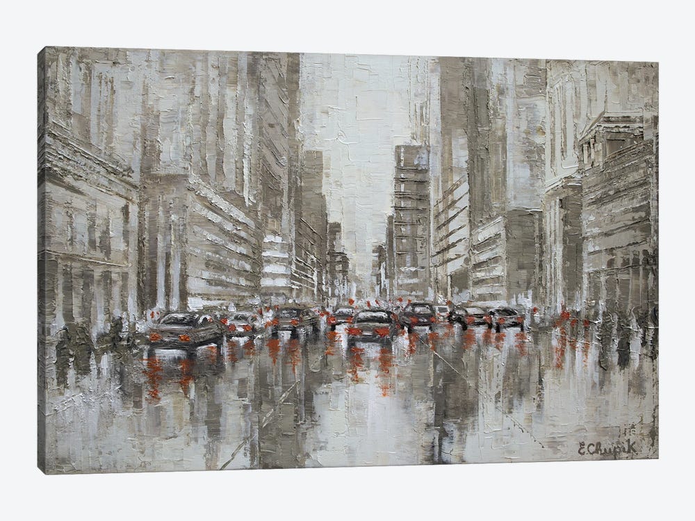 White Cityscape by Elisa Chupik 1-piece Canvas Print