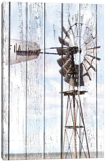 White Washed Windmill Canvas Art Print - Watermill & Windmill Art