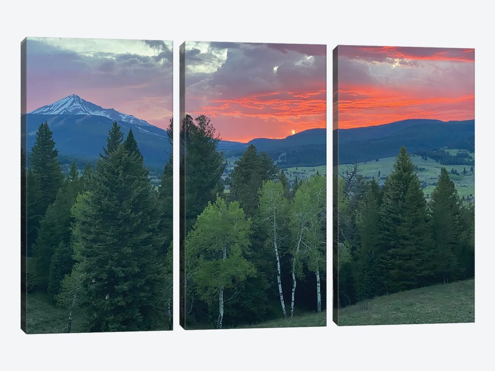Sunset View From The Cabin by Anna Coppel 3-piece Canvas Art