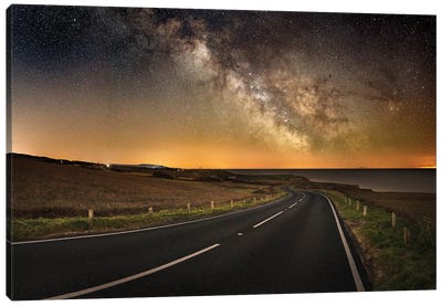 Breakthrough - Milky Way Above A Winding Road Canvas Art Print - Milky Way Galaxy Art