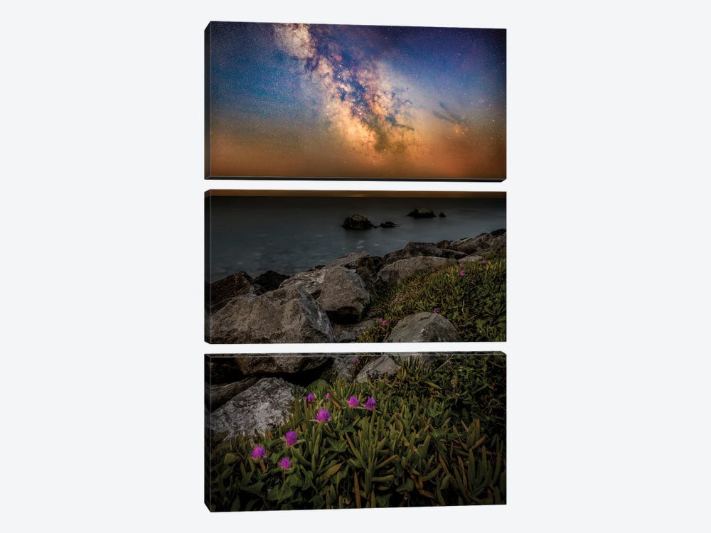 La Falaise - Milky Way Over The English Channel by Chad Powell 3-piece Art Print