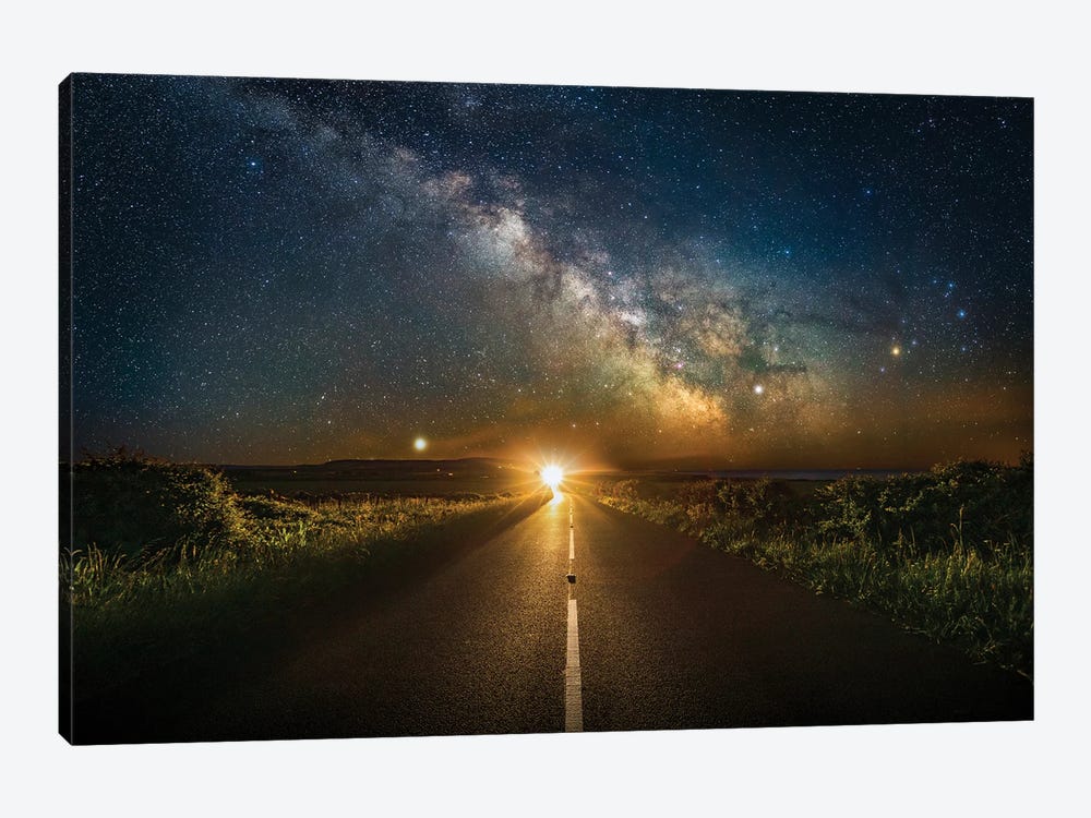The Light Of Life - The Milky Way Above A Straight Road by Chad Powell 1-piece Canvas Artwork