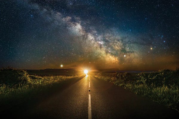 Chad Powell: The Light Of Life - The Milky Way Above A Straight Road by Chad Powell