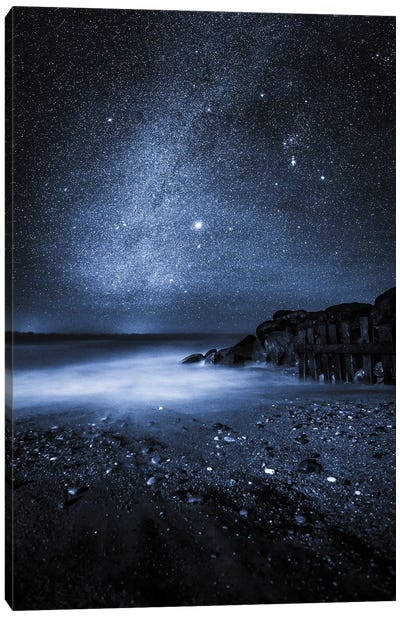 Midnight Blue - Winter Milky Way At Steephill Cove Canvas Art Print - Milky Way Galaxy Art