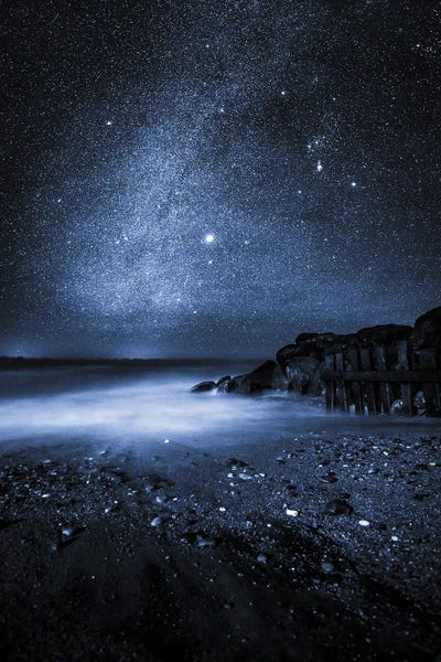Chad Powell: Midnight Blue - Winter Milky Way At Steephill Cove by Chad Powell